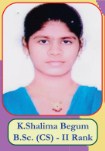K.Shalima Begum B.Sc(CS) - II Rank