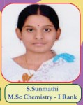 S.Sunmathi M.Sc Chemistry - I Rank